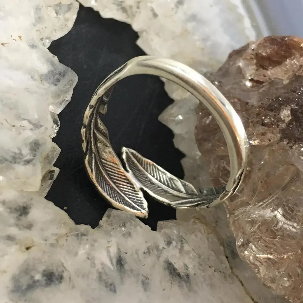 Carolyn Pollack Southwestern Style Sterling Silver Double Feather Ring For Women